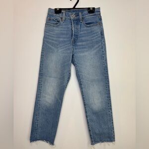 Levi's Premium Wedgie Fit Straight Women's Jeans size 24 distressed hem
